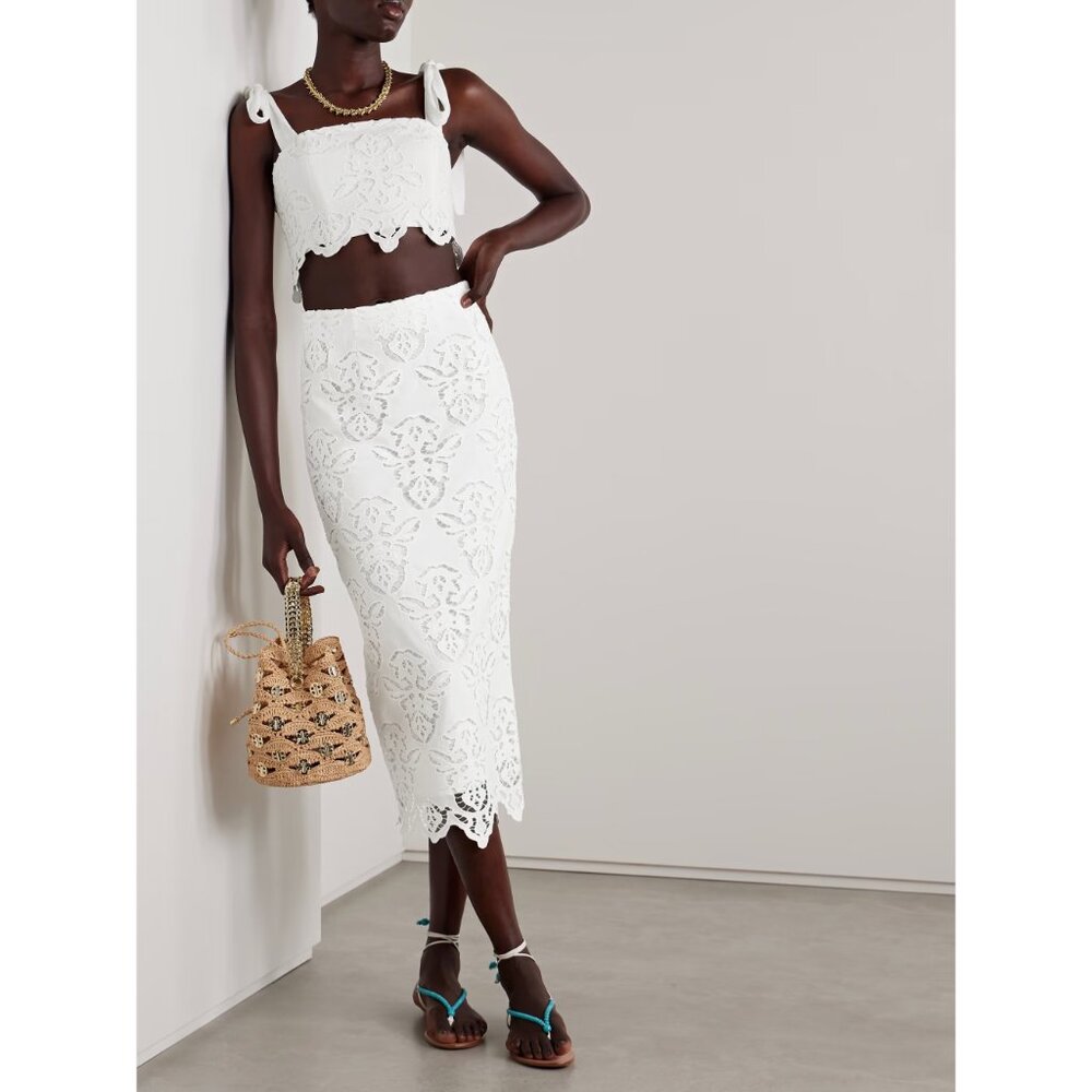 Cara Cara Sienna Broderie Anglaise cotton-poplin midi skirt